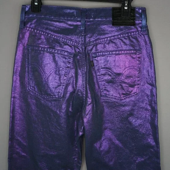 New Levi's Premium Candy Coated Ribcage Straight Ankle Jeans in Purple size 24